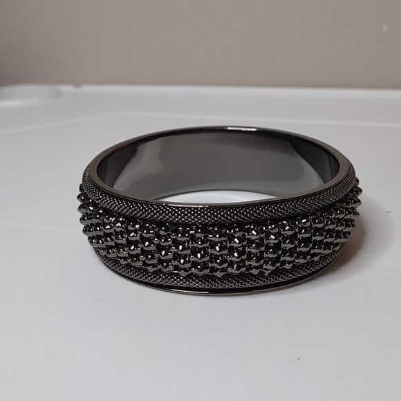 8.5 Inch Black Metal Bangle - Picture 1 of 9